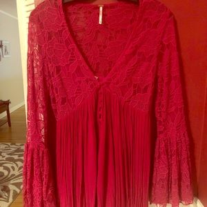 Red lace free people dress